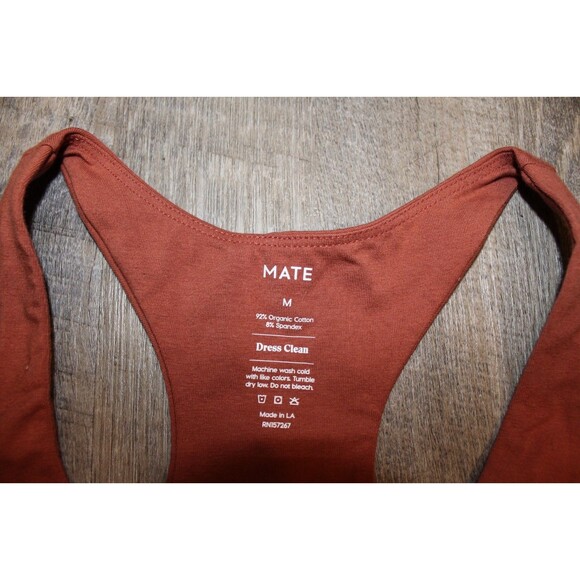 Mate the Label Women's Organic Stretch Sports Bra BURGUNDY M NEW! - Picture 2 of 3